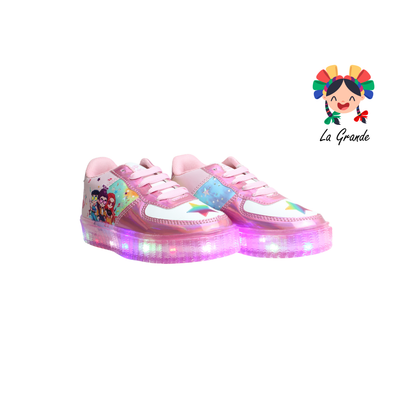 V-070 VANNI CLUB Rosa Sintético Tenis Casual con Luces para Niña