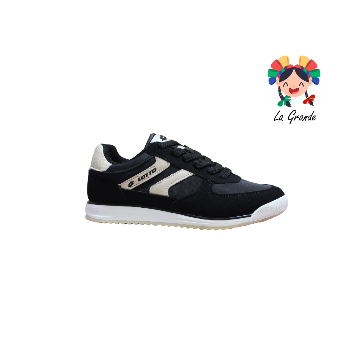 9H597022 LOTTO Negro Beige Tenis Casual para Dama