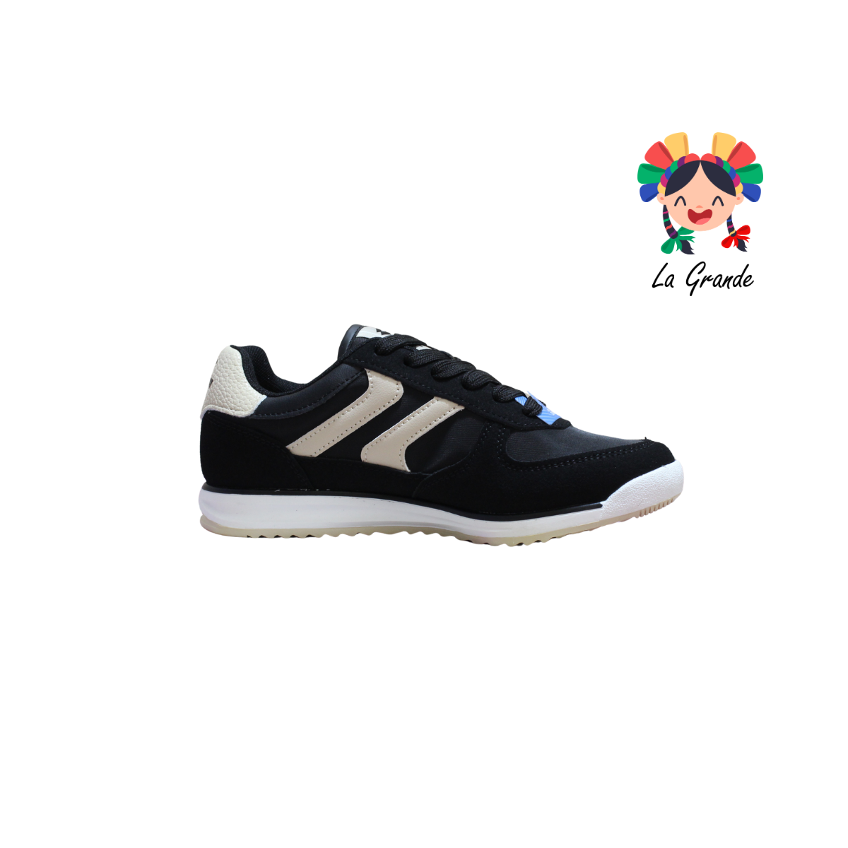 9H597022 LOTTO Negro Beige Tenis Casual para Dama