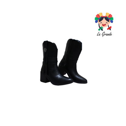 809 YUL Negro Napa Bota Vaquera para Dama
