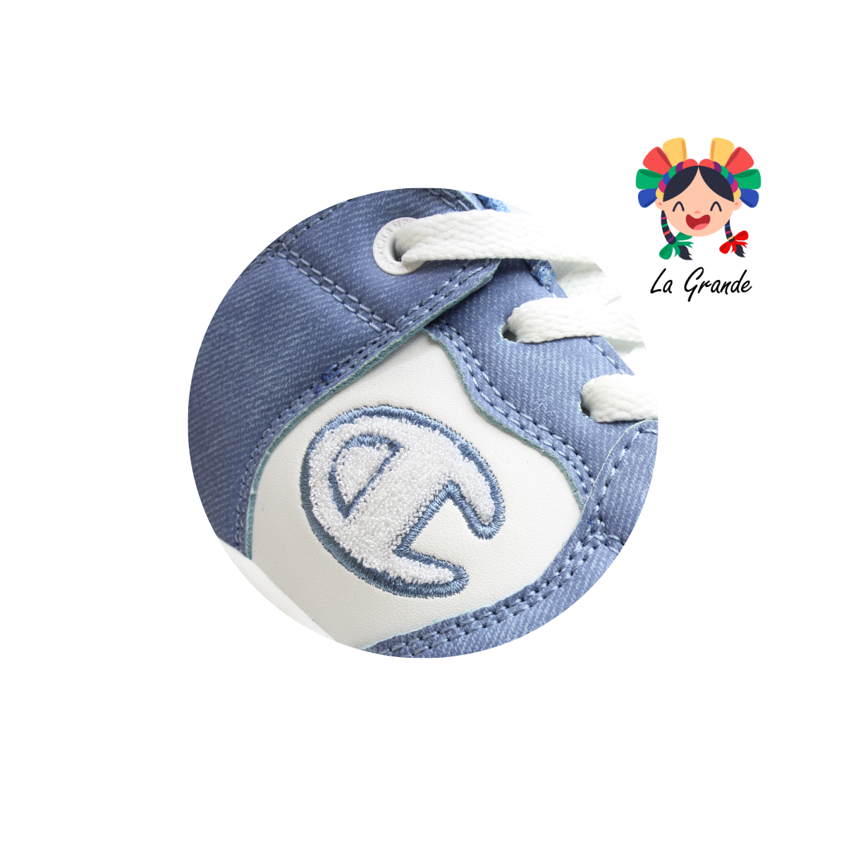 Denim Pro CHAMPION Azul Blanco Tenis Casual Importado Original para Dama