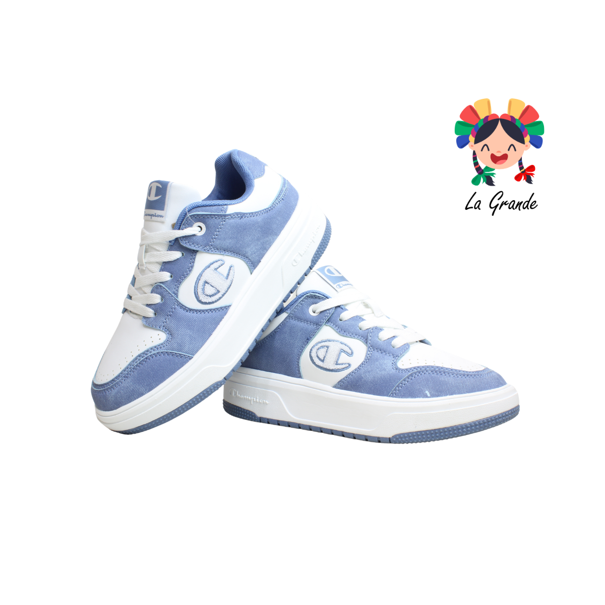 Denim Pro CHAMPION Azul Blanco Tenis Casual Importado Original para Dama