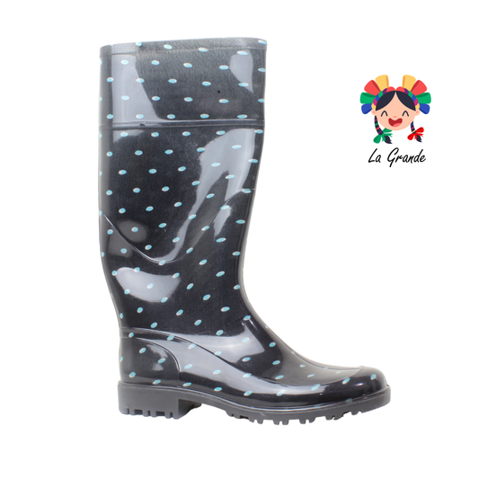 2953 TOP MODA Azul Negro Bota de Hule para Dama