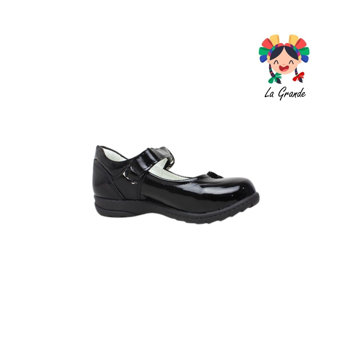 130-1 GABRIELA Negro Charol Zapato Escolar con Suela Givsa para Niña