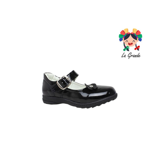 130-1 GABRIELA Negro Charol Zapato Escolar con Suela Givsa para Niña