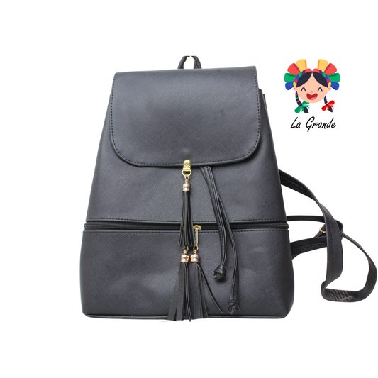 017 Mochila Negra Alta Casual para Dama