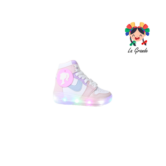 13000 PAOLA RAMIREZ Blanco Rosa Sint Tenis Casual con Luz Led para Bebé y Niña