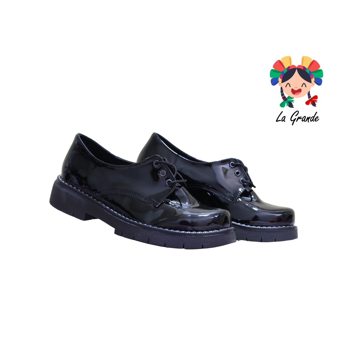 1302 MARI ROSS Negro Charol Zapato Escolar para Dama