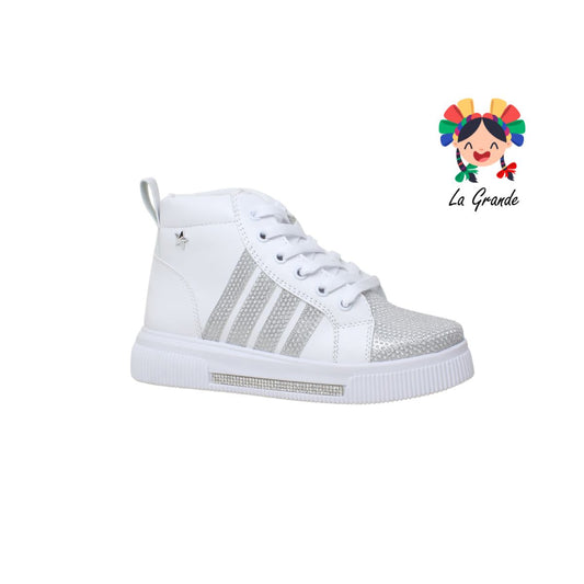 1310 ANDRE LOV Blanco Plata Tenis Casual para Dama