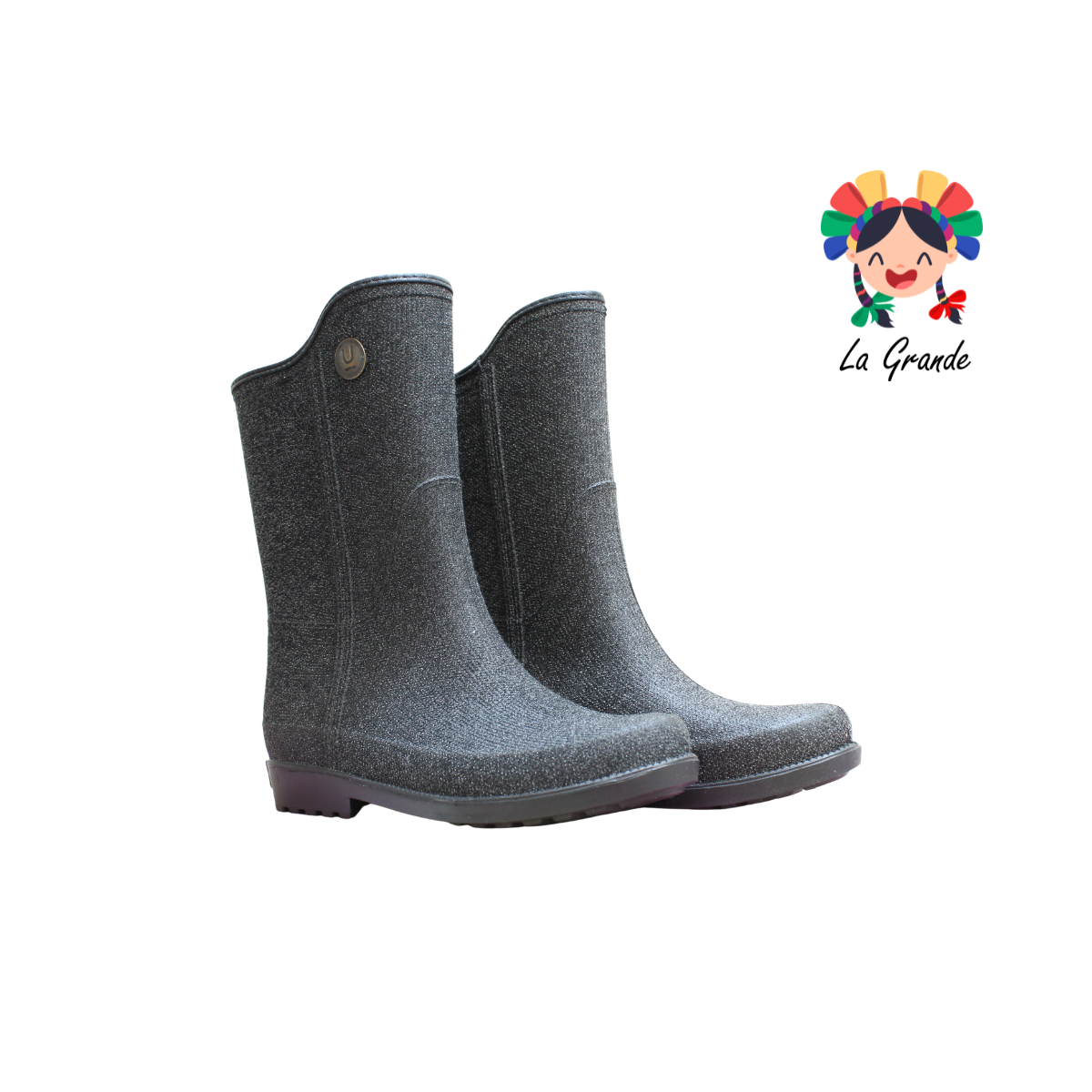 4290 ULAN Negro Bota Alta de Lluvia para Dama