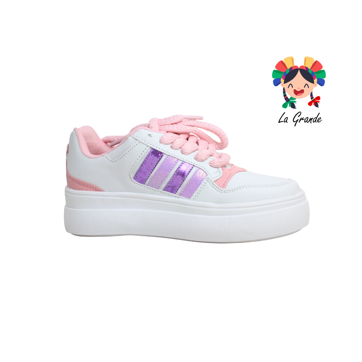 4000 FRIDAYS Blanco Lila Sint Tenis Casual para Dama