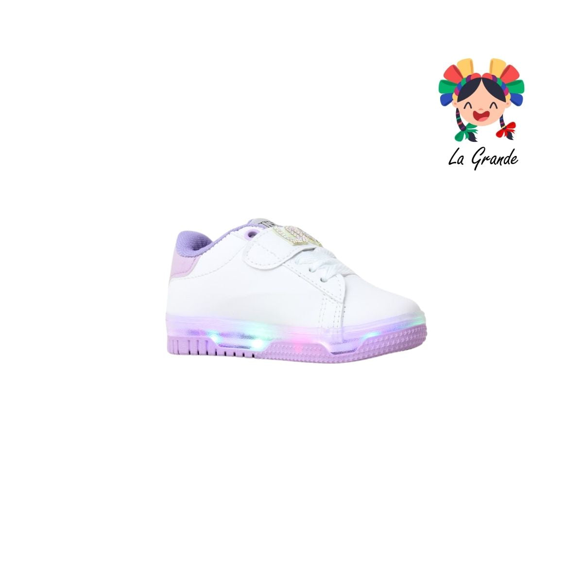 1320 Capiba WINS Blanco Lila Sint Tenis Casual con Luz Led para Niña