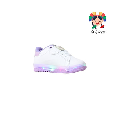 1320 Capiba WINS Blanco Lila Sint Tenis Casual con Luz Led para Niña