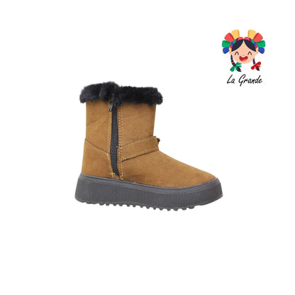 1330 WINS Camel Negro Textil Bota Corta para Niña
