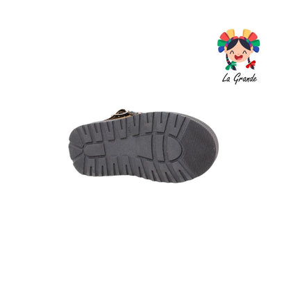 1330 WINS Camel Negro Textil Bota Corta para Niña