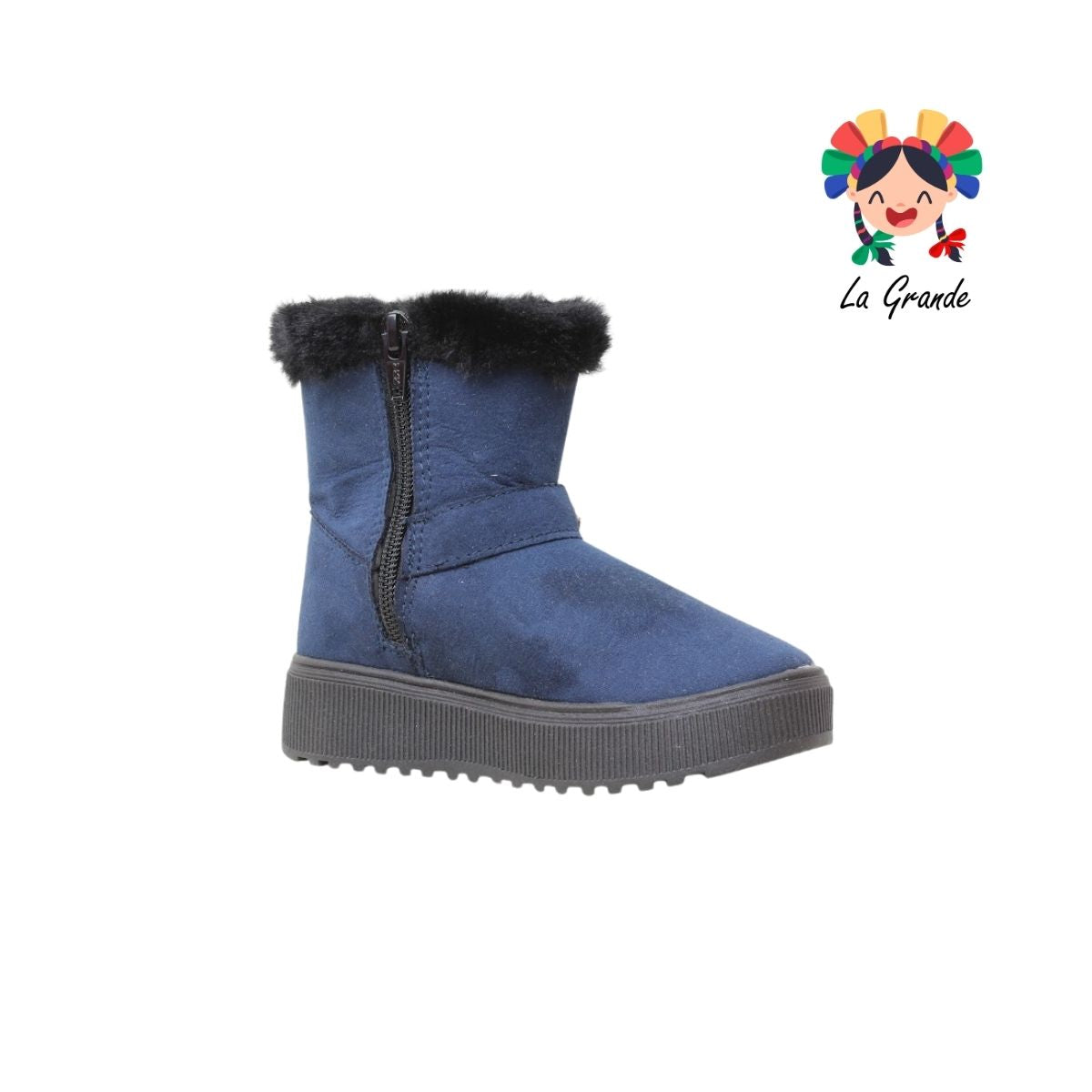 1330 WINS Marino Negro Textil Bota Corta para Niña
