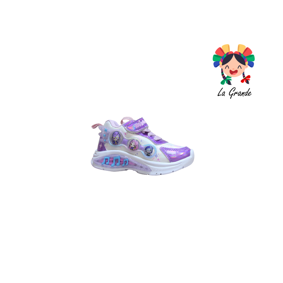 133 Hunter ON KIDS Blanco Lila Tenis Casual con Luz Led para Niña