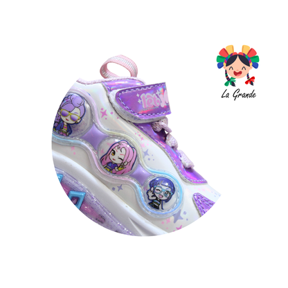 133 Hunter ON KIDS Blanco Lila Tenis Casual con Luz Led para Niña