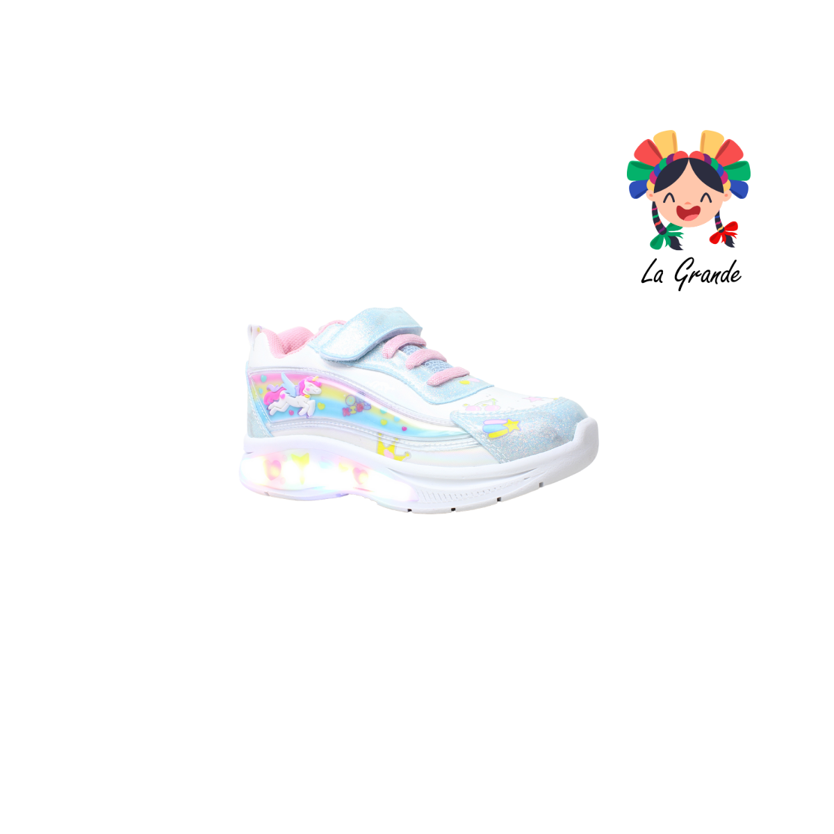 133 ON KIDS Unicornio Blanco Cielo Sint Tenis Choclo de Luces Led para Niña
