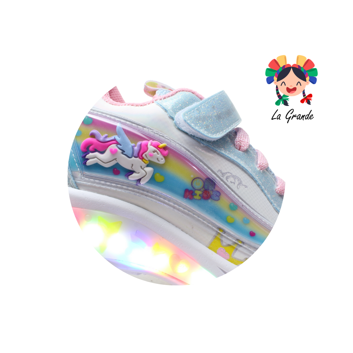 133 ON KIDS Unicornio Blanco Cielo Sint Tenis Choclo de Luces Led para Niña