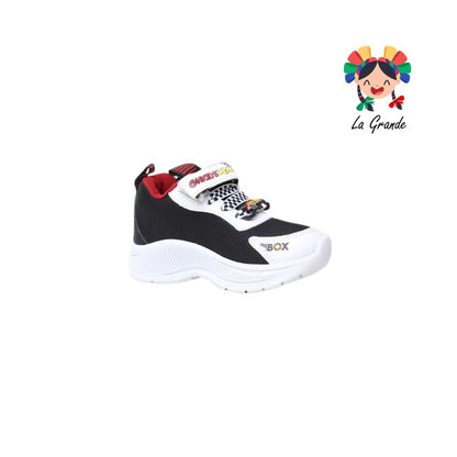 133 ON KIDS Negro Blanco Carro Sint Tenis Choclo con Luces Led para Niño