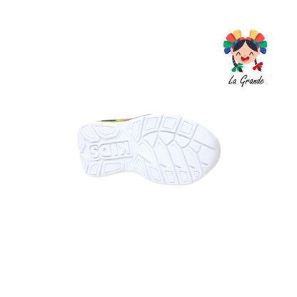 133 ON KIDS Negro Blanco Carro Sint Tenis Choclo con Luces Led para Niño