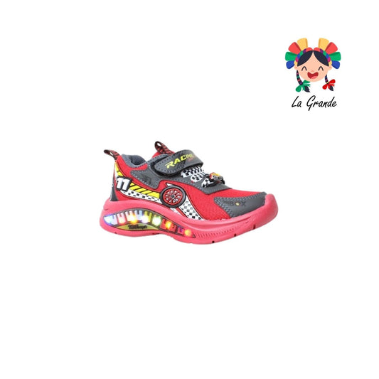 133 ON KIDS Rojo Oxford Carro Sint Tenis Choclo con Luces Led para Niño