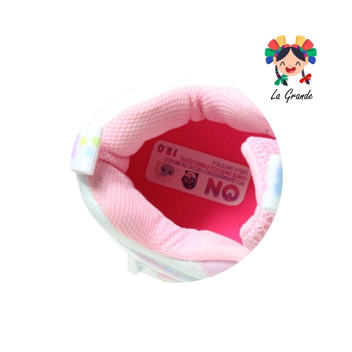 133 ON KIDS Unicornio Blanco Rosa Sint Tenis Casual con Luz Led para Niña