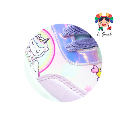 091 UNIC SCAPE Glitter Lila Sintético Tenis de Luces para Niña