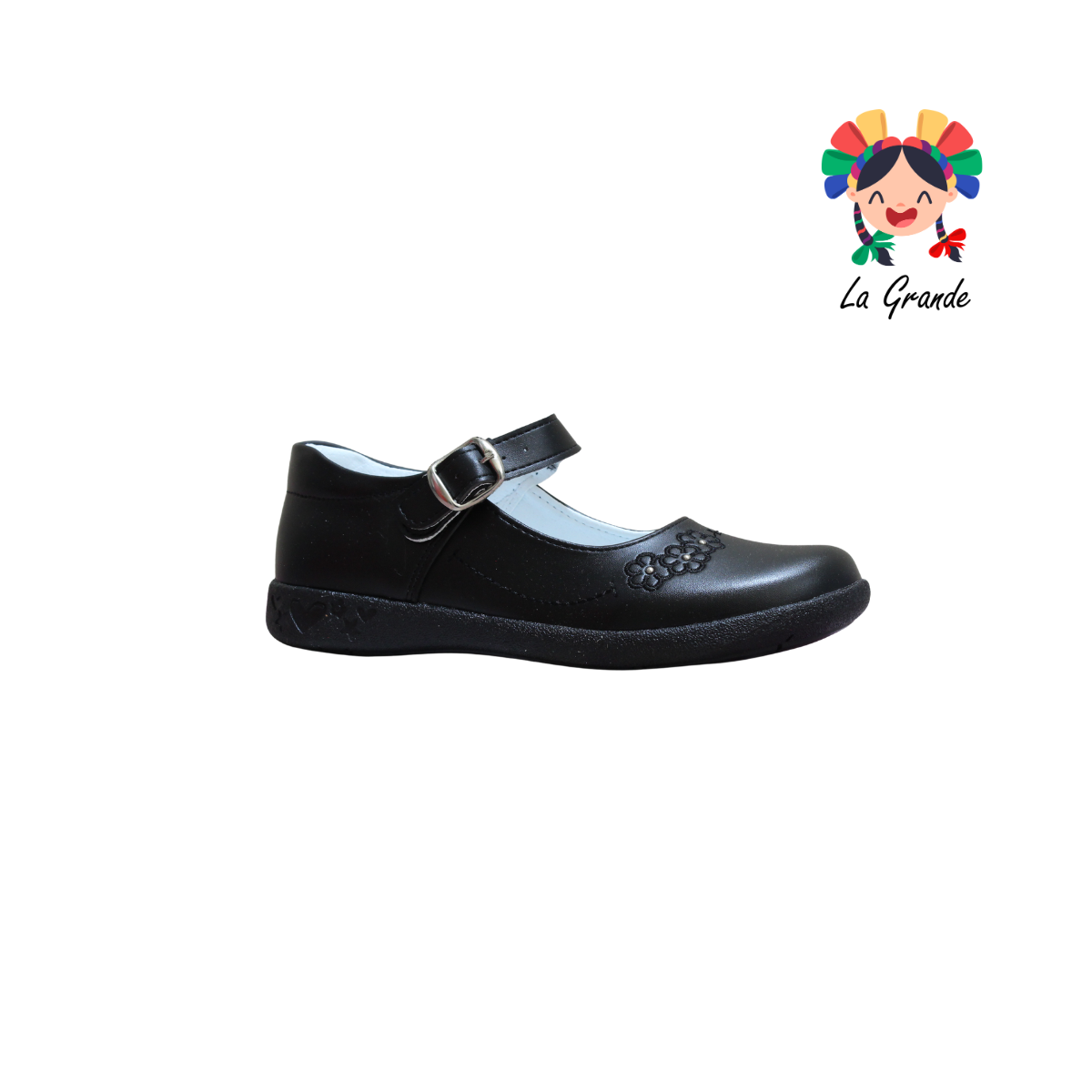 450 LADY FLORES Negro Sintético Zapato Escolar para y Dama