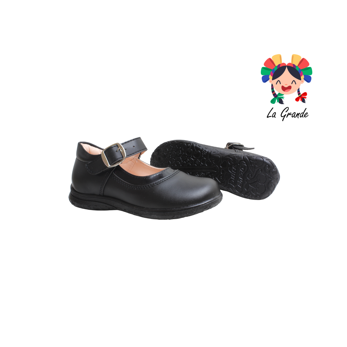 214 DULCE CEREZA Negro Sint Zapato Escolar para Niña