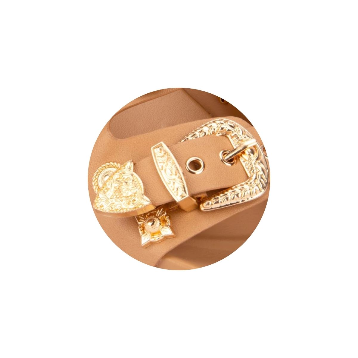 137A VI LINE FASHION Camel Sint Sandalia con Doble Hebilla para Dama
