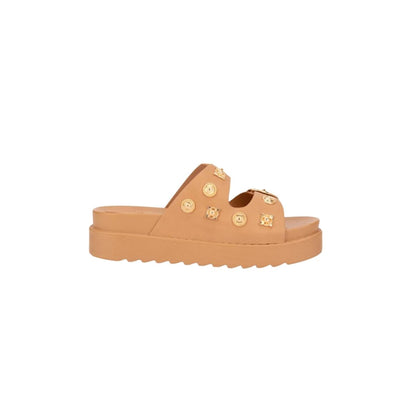 137A VI LINE FASHION Camel Sint Sandalia con Doble Hebilla para Dama