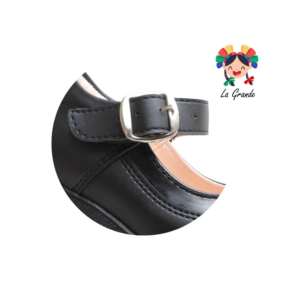 214 DULCE CEREZA Negro Sint Zapato Escolar para Niña