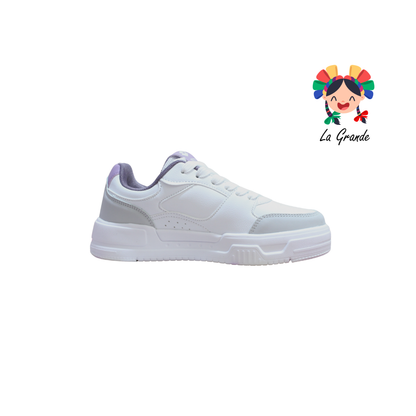9H587189 LOTTO Blanco Gris Lila Tenis Casua para Dama