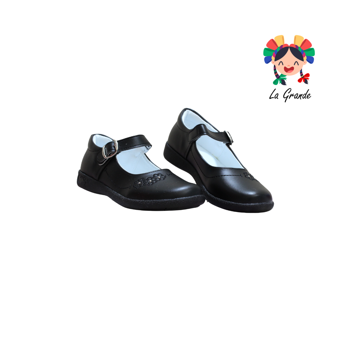 450 LADY FLORES Negro Sintético Zapato Escolar para y Dama