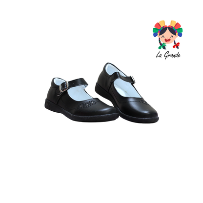 450 LADY FLORES Negro Sintético Zapato Escolar para y Dama