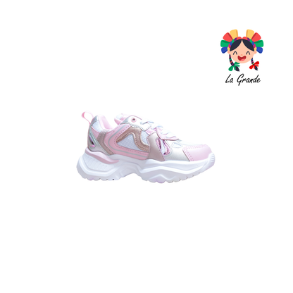 1822 ADIORA Bco Plata Rosa Tenis Deportivo para Niña