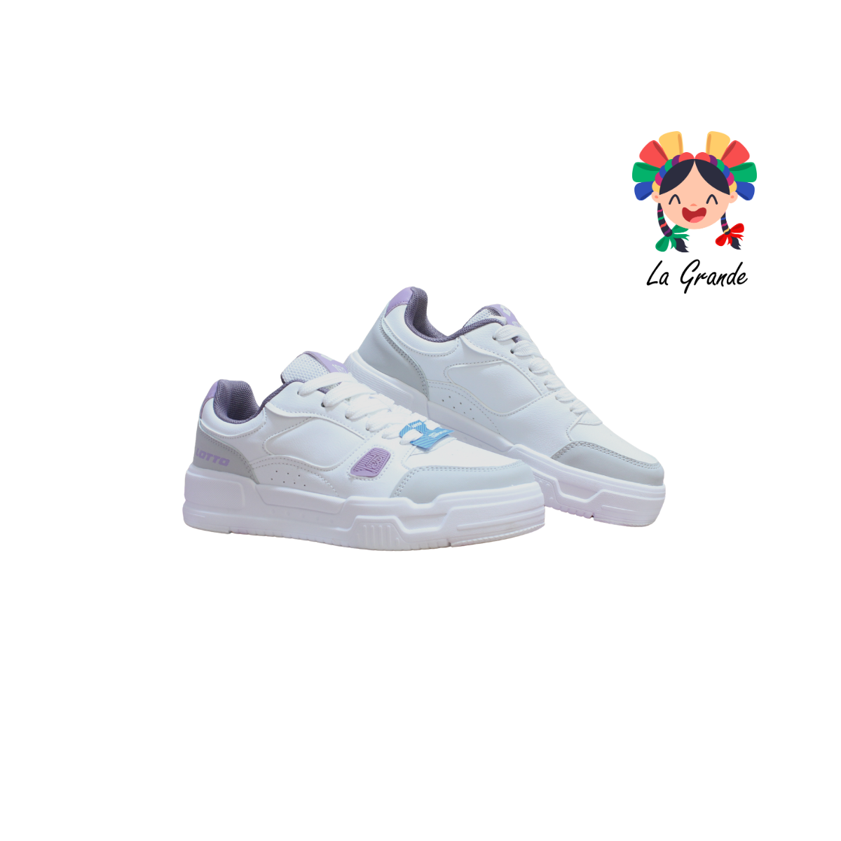 9H587189 LOTTO Blanco Gris Lila Tenis Casua para Dama