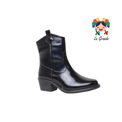 1392 DOMINIQ Negro Charol Bota Vaquera para Dama