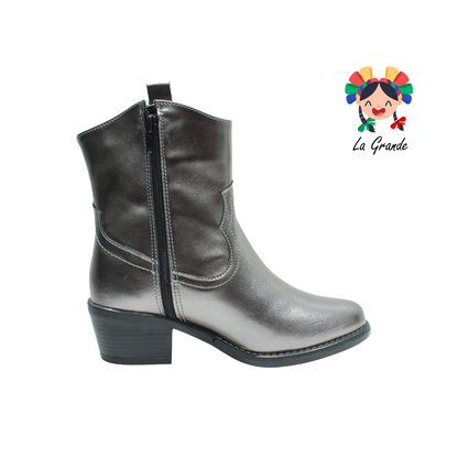 1392 DOMINIQ Plomo Charol Bota Vaquera para Dama
