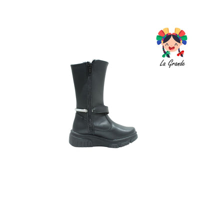139 ERANDI Negro Sintético Bota Alta para Niña
