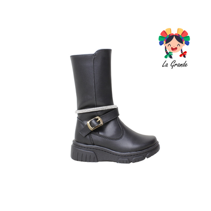 139 ERANDI Negro Sintético Bota Alta para Niña