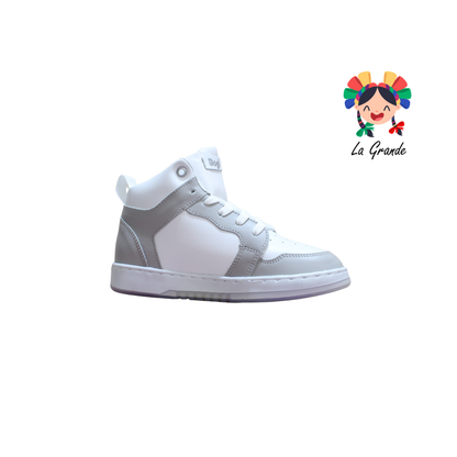 7570 DOGI Bco Gris Piel Tenis Escolar para Dama y Joven