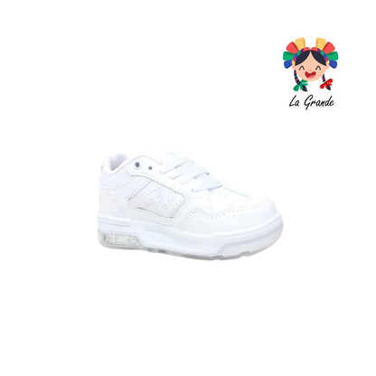 14000 FIRST Blanco Blanco Sintético Tenis Escolar para Niña y Niño
