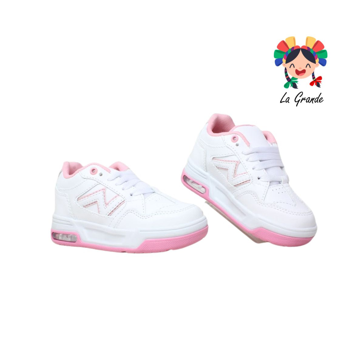 14000 FIRST Blanco Rosa Sintético Tenis Casual para Niña