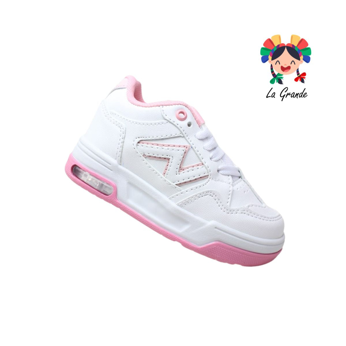 14000 FIRST Blanco Rosa Sintético Tenis Casual para Niña