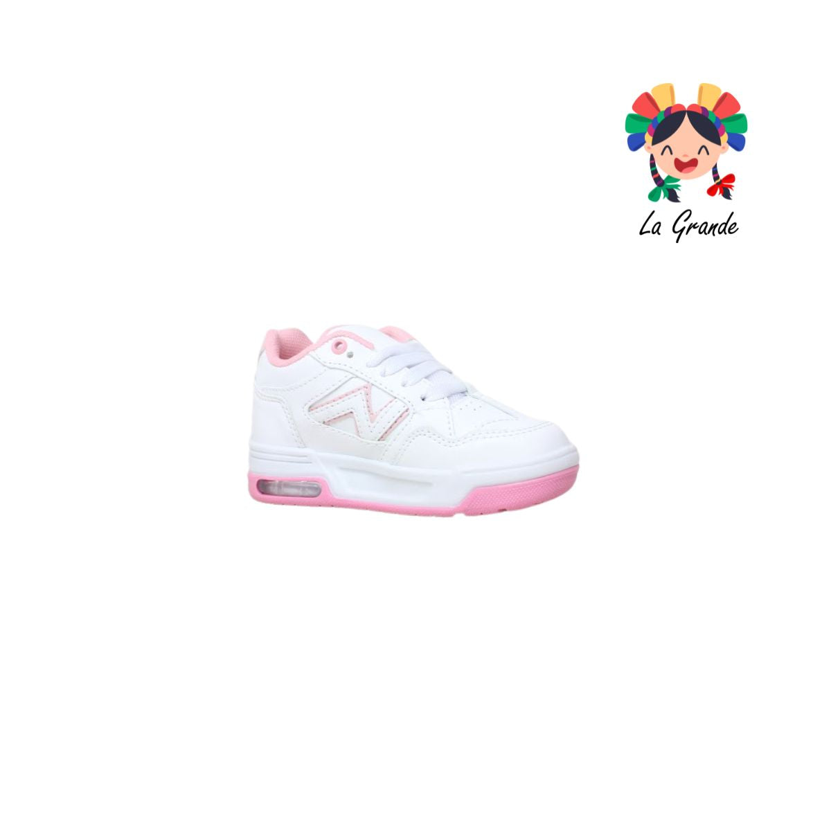 14000 FIRST Blanco Rosa Sintético Tenis Casual para Niña