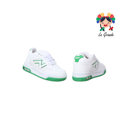 14000 FIRST Blanco Verde Sint Tenis Deportivo con Válvula para Niña y Niño