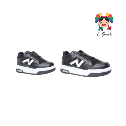 14000 FIRST Negro Blanco Sintético Tenis Casual para Niña y Niño